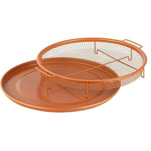 Gotham Steel 2 Piece Set Round Copper Air Fry Crisper Tray new